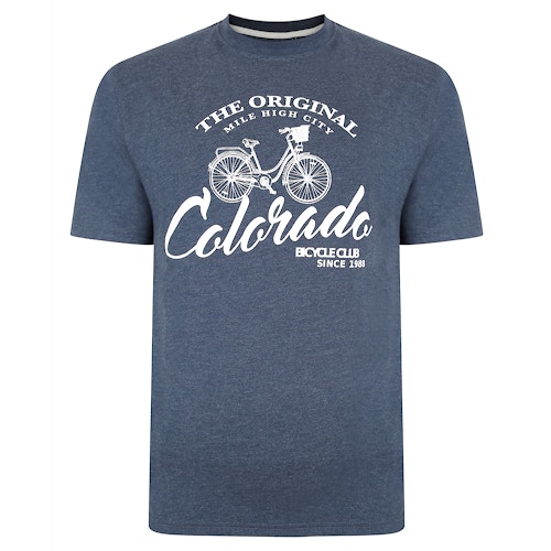 KAM Calorado Cycle Print T-Shirt Indigo meliert